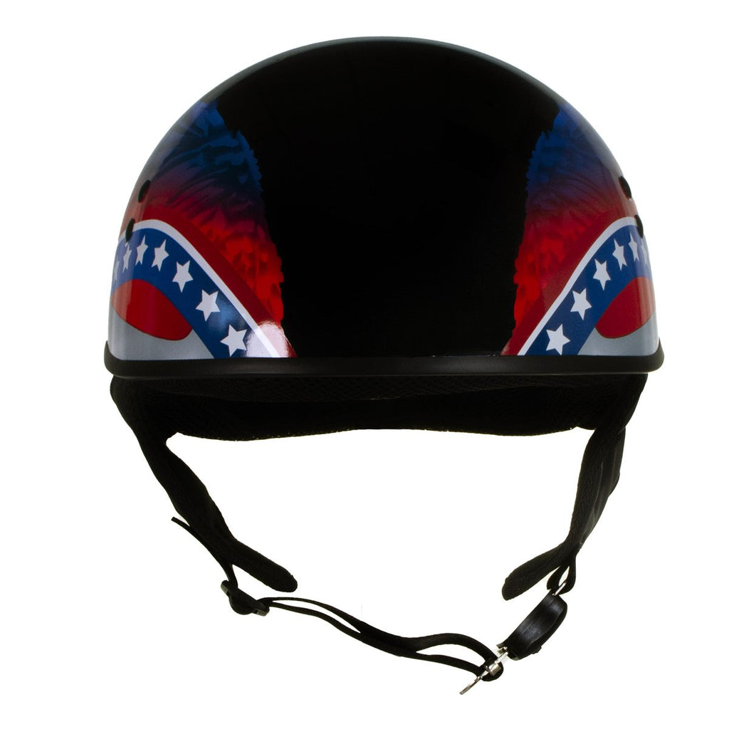 dot rebel flag shorty motorcycle helmet Hot Leathers T68 'Eagle Wings' Black Advanced DOT Motorcycle Skull Cap
