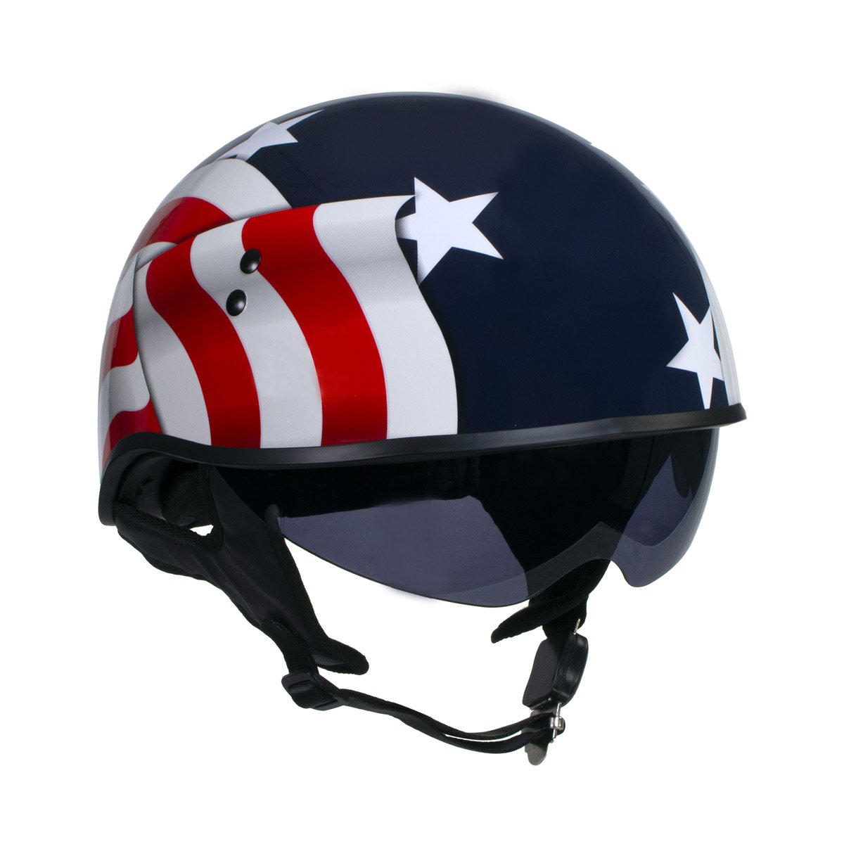 flag motorcycle half helmets Hot Leathers T72 'Blue Flag' Advanced DOT Motorcycle Half Helmet with Drop Down Visor Large, Black