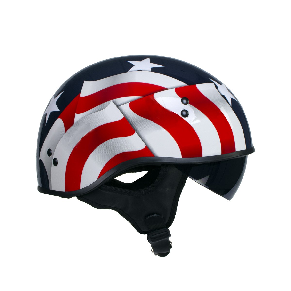 Hot Leathers T72 'Blue Flag' Advanced DOT Motorcycle Half Helmet with Hot Leathers T72 'Blue Flag' Advanced DOT Motorcycle Half Helmet with