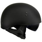 Hot Leathers T72 'Black Widow' Flat Black Motorcycle Half Helmet with Drop Down Visor
