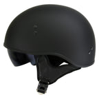 Hot Leathers T72 'Black Widow' Flat Black Motorcycle Half Helmet with Drop Down Visor