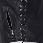 Hot Leathers VSL1009 Ladies Black Lambskin Motorcycle Biker Vest with Grommet Accents