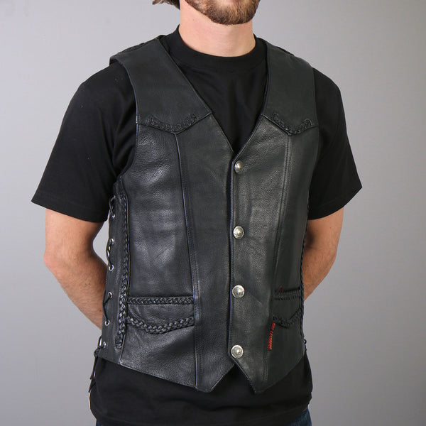 Buffalo leather vest motorcycle best sale