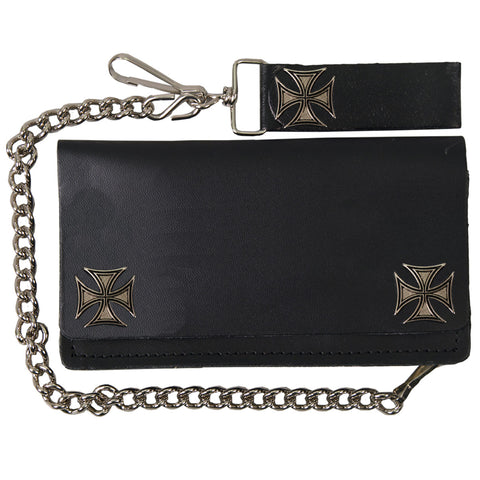 Hot Leathers Wallet Bifold Iron Cross