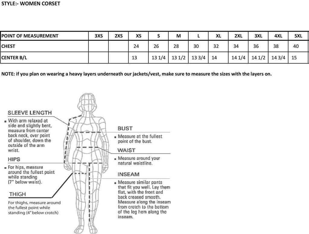 Milwaukee Leather MLL4599 Women's Black Lambskin Leather Zipper Front Corset with Zipper Accents