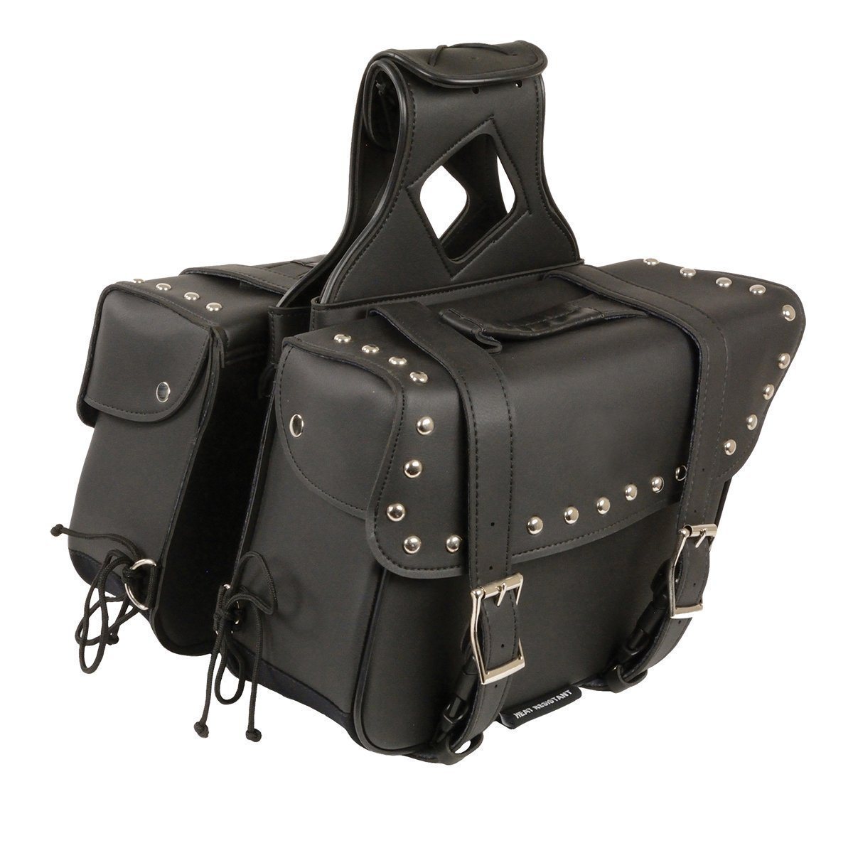 X-580-01ZB  Medium Zip-Off PVC Slanted Throw Over Saddlebags - Black