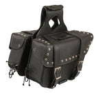 X-579ZB Leather Large Zip-Off PVC Slanted Throw Over Studded Saddlebags