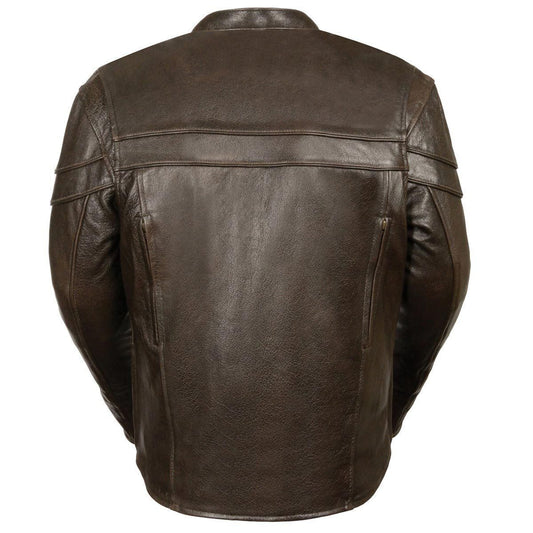 Milwaukee Leather ML1408RT Men's Sporty Crossover Retro Brown Leather Jacket with Gun Pocket - Milwaukee Leather Mens Leather Jackets