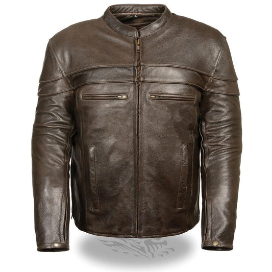 Milwaukee Leather ML1408RT Men's Sporty Crossover Retro Brown Leather Jacket with Gun Pocket - Milwaukee Leather Mens Leather Jackets