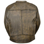 Milwaukee Leather MLM1550 Men's Vented Black-Beige Distressed Leather Scooter Jacket
