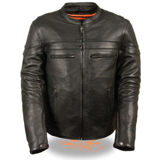 Milwaukee Leather SH1408 Men's Sporty Crossover Vented Black Leather Scooter Jacket with Gun Pocket - Milwaukee Leather Mens Leather Jackets