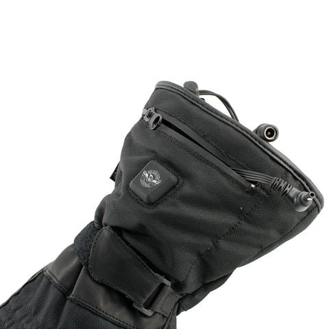 Xelement XG17501SET Men’s Black Heated Textile & Leather Combo Gauntlet Gloves with I-Touch Fingers (Battery Pack Included)