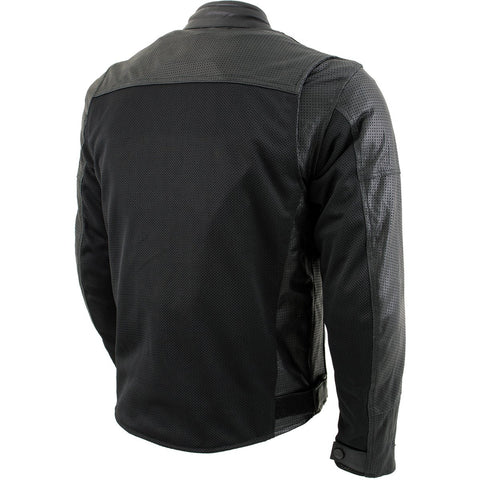 Xelement XS11001 Men's ‘Chaos’ Black Perforated Leather and Mesh Armored Scooter Jacket