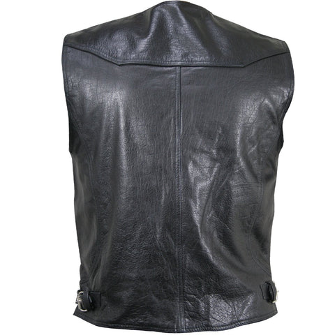 Xelement XS1927 Men's 'Road King' Black Motorcycle Leather Biker Vest ...